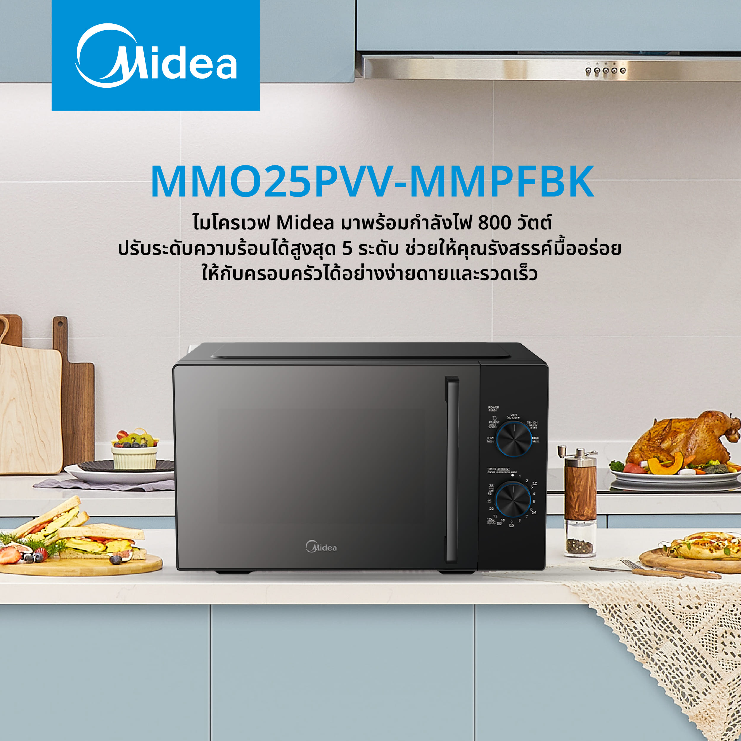 ไมโครเวฟระบบ INVERTER MIDEA รุ่น MMO25PVV-MMPEBK ความจุ 25 ลิตร สีดำ_2
